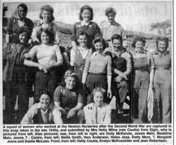Old newspaper clipping of a group of women working outdoors