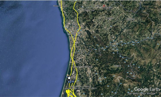 Graphic on map showing the route of an osprey