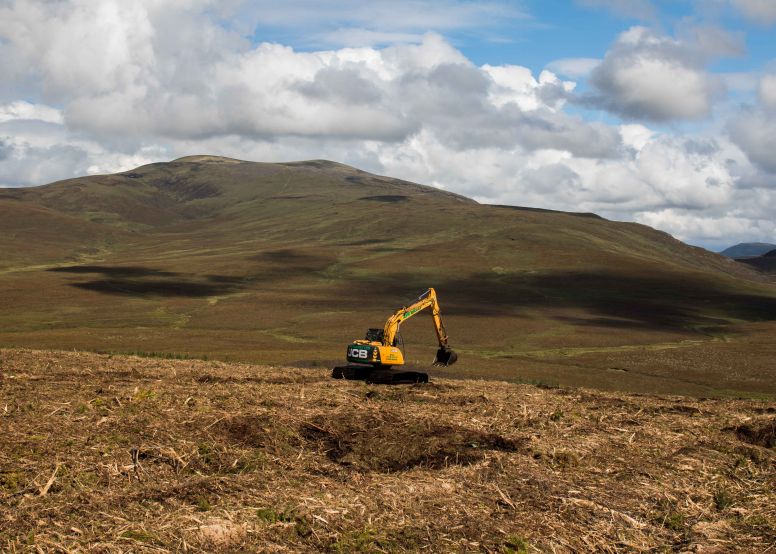 A machine working on a peatland site
