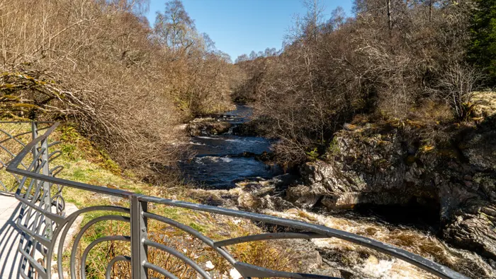 Railing and viewpoint of waterfall.