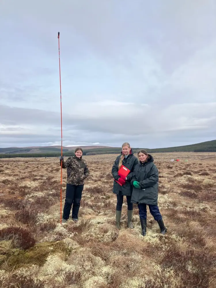A group of school kids on a peatland