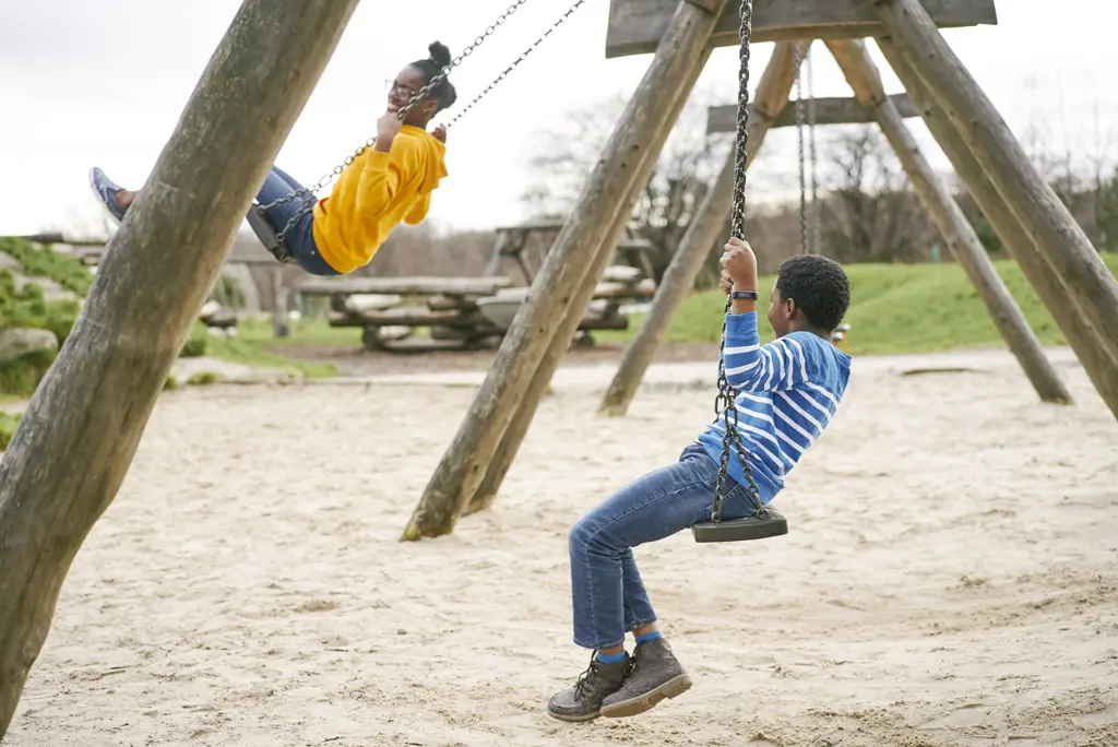 Children on swings.